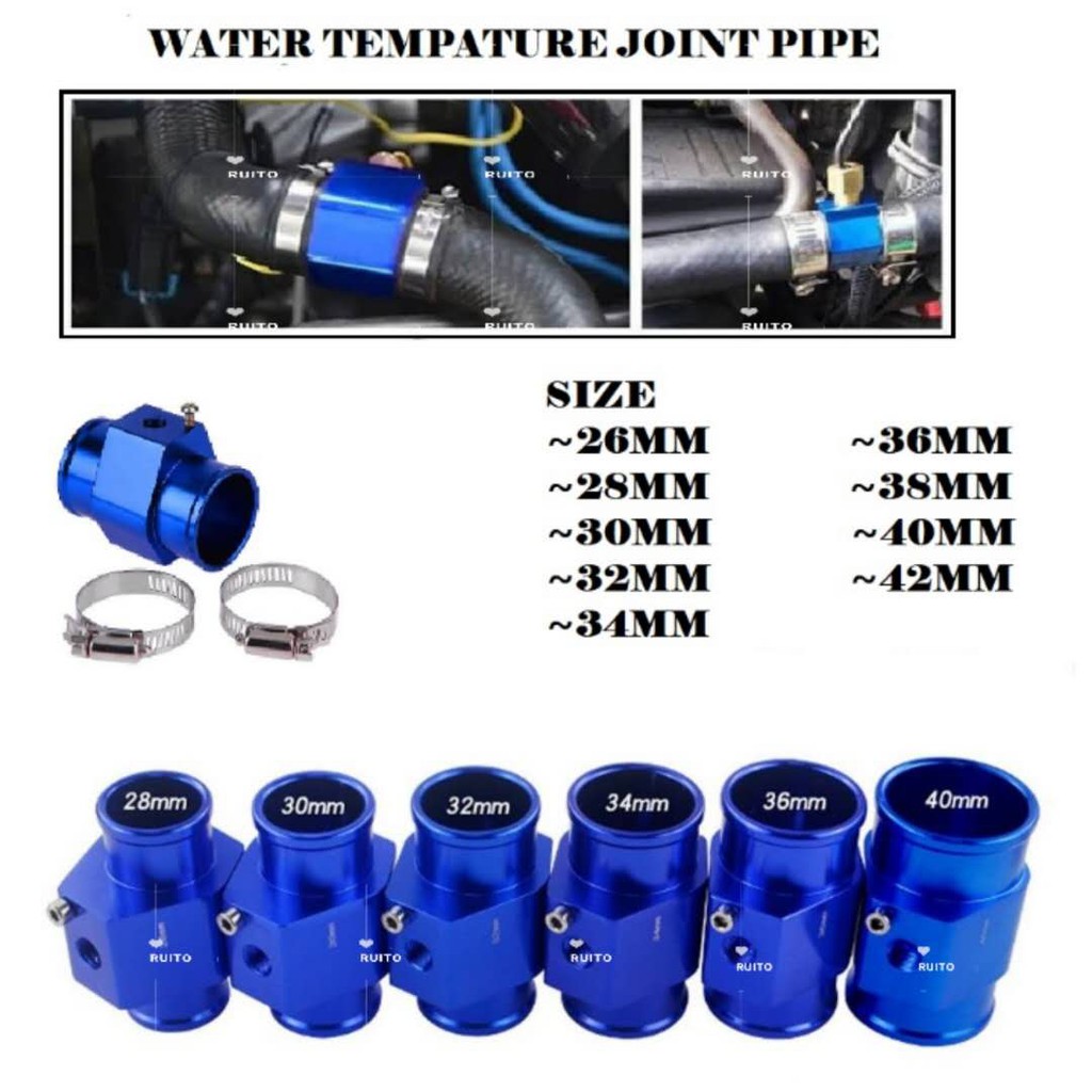 40MM Water Temperature Temp Sensor Gauge Radiator Hose Joint Pipe