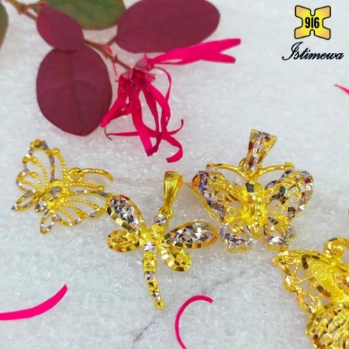 ISTIMEWA 916 Gold 3D Pendants// Loket 3D Emas 916