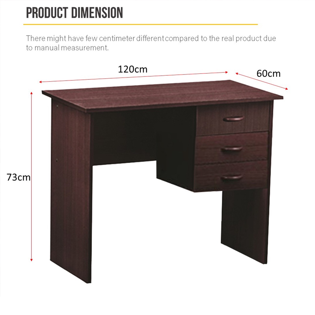 FINSSO: Writing Table 3.9ft (L:120cm) Office desk Study Desk with 1 DRAWER