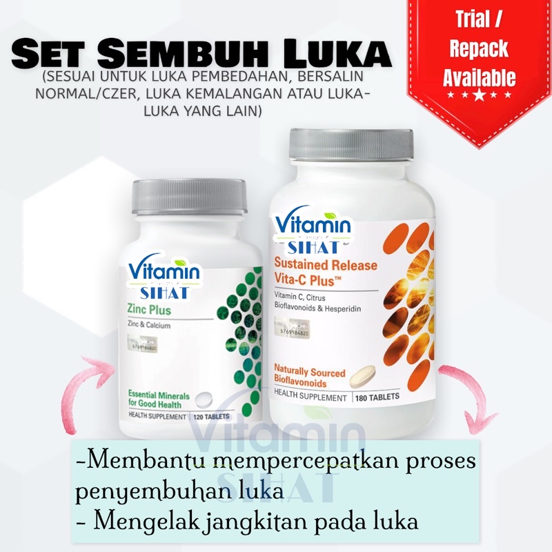 Set Sembuh Luka Bajet Asas Shaklee Vitamin C Zinc Plus Imunisasi