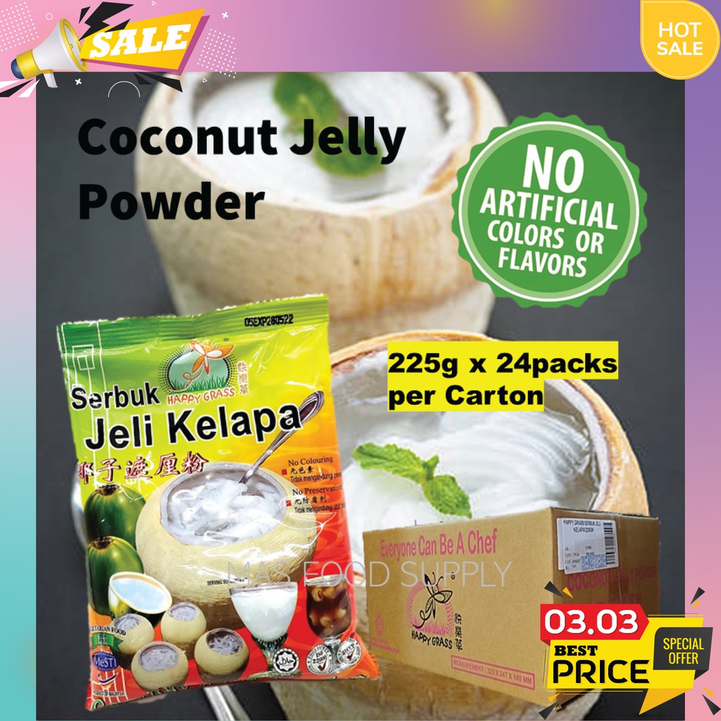 Happy Grass Serbuk Jeli Kelapa Coconut Jelly Powder 225gm Carton Halal Original Malaysia Cool Tropical Dessert Shopee Malaysia