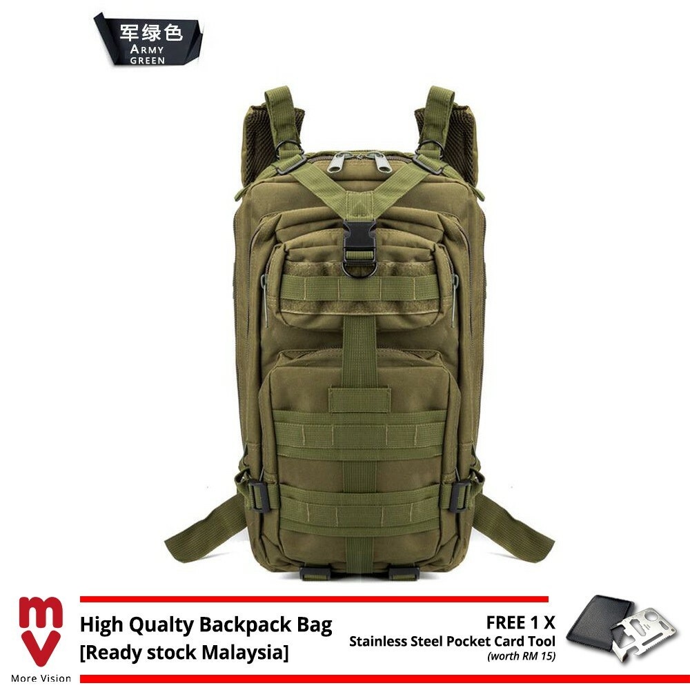 25L 3P Military Army Tactical Camping Durable Hiking Backpack Bag +Free Gift