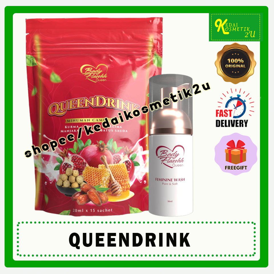 Bodyflasshh QueenDrink - Cantik Bertenaga Minuman Kekal Awet Muda Luar Dalam Queen Drink Bodyflashh