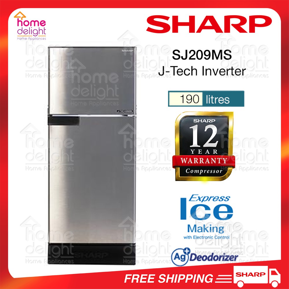 Sharp SJ209MS 2 Door Fridge Inverter 190L (Silver) | Shopee Malaysia