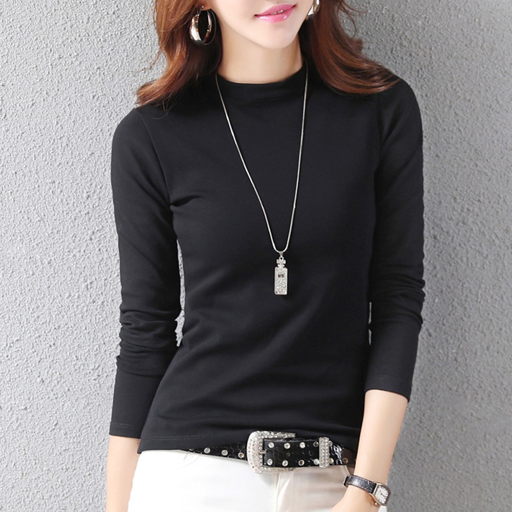 Mock Neck Long Sleeve T-Shirt 