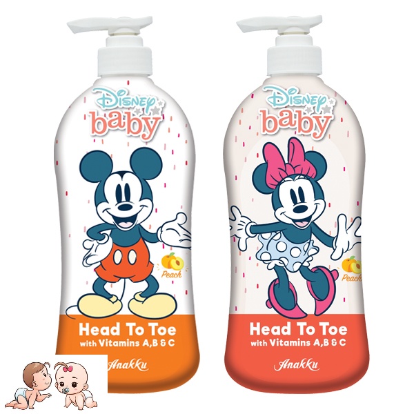 Anakku Disney Baby HEAD TO TOE with Peach Extract | Sabun Mandian Bayi HEAD TO TOE (700ml) [Random Pick 1 Pc]