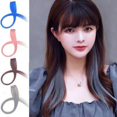 Wigs color gradient highlights color seamless invisible hair clip women's  straight hair strip a clip purple pink | Shopee Malaysia