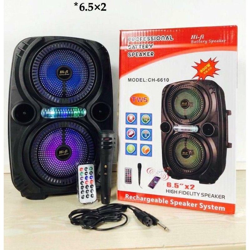 TWS CH-6610 wireless bluetooth speaker with mic and remote control  stereo music karaoke Ktv