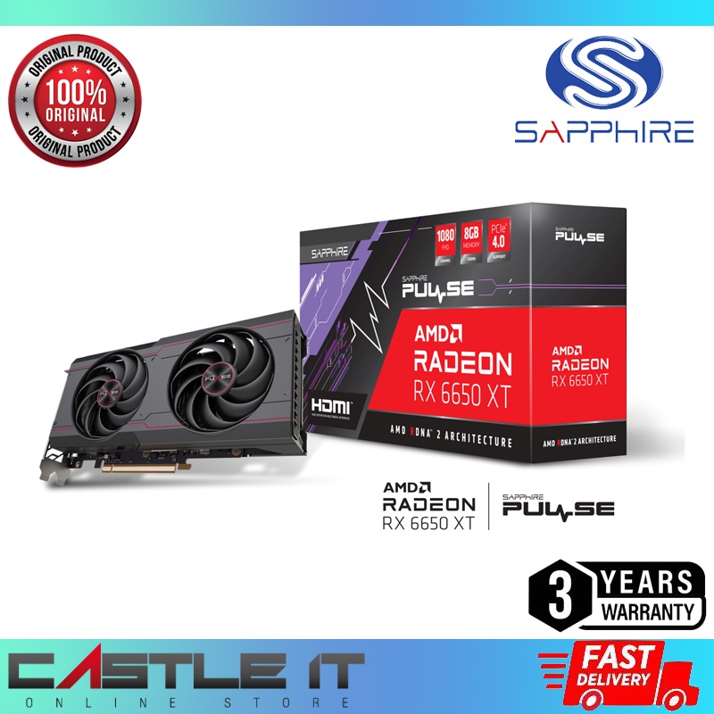 Sapphire RX6650XT PULSE AMD ATI RADEON RX 6650 XT GAMING OC 8GB GDDR6 ...