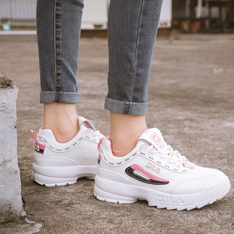 fila disruptor white on feet