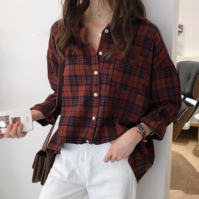  korean  style  women ladies long sleeve shirt blouse  baju 