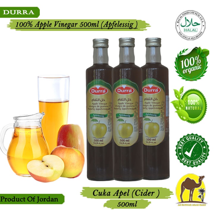 100% Natural Apple Cider Vinegar 500ml / 100% Semula Jadi Cuka Apel Cider 500ml ( Durra )