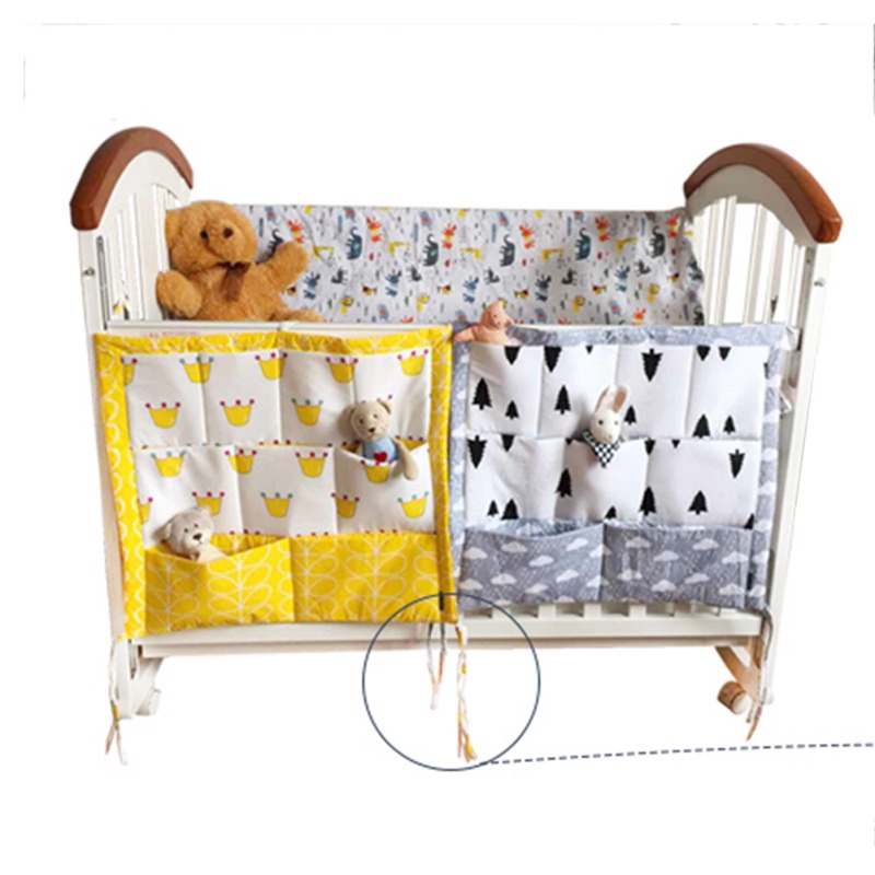 Muslin Bed Hanging Storage Bag Baby Organizer Toys Diaper For Crib