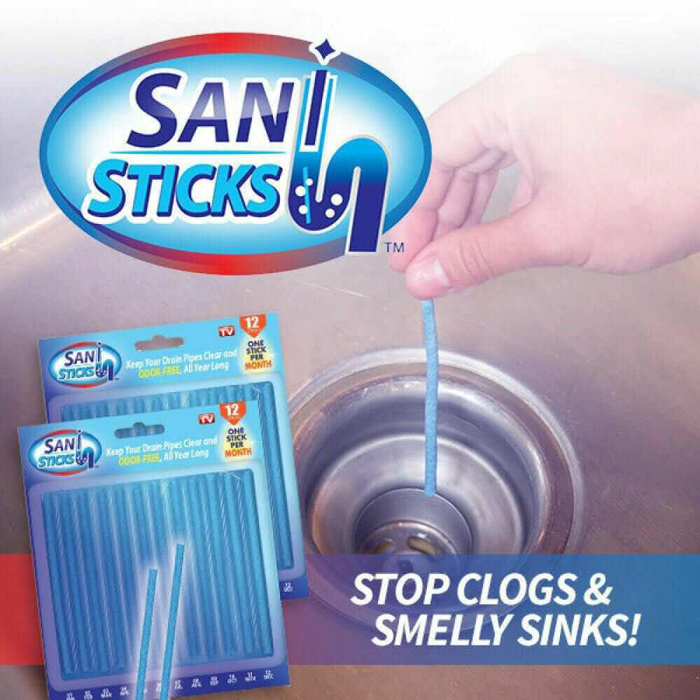 [12pc/Pack] Sani Sticks Enzyme Stick Pipe Deodorizer Prevent Clogs