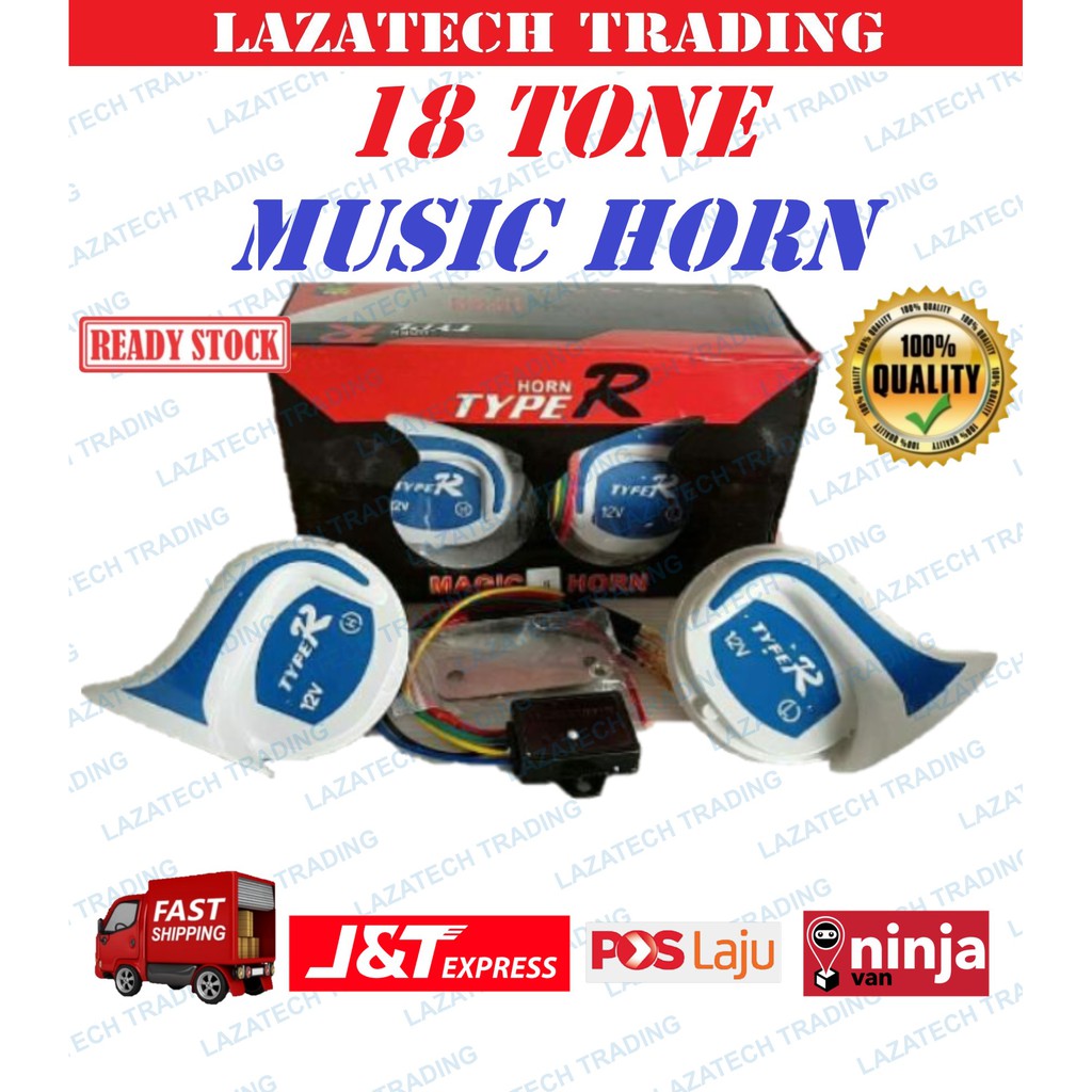 MUSIC BM HORN (18 Tone)(1set2pcs horn) Sesuai untuk semua jenis Kereta dan Motosikal