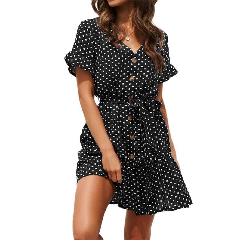 polka dot button dress