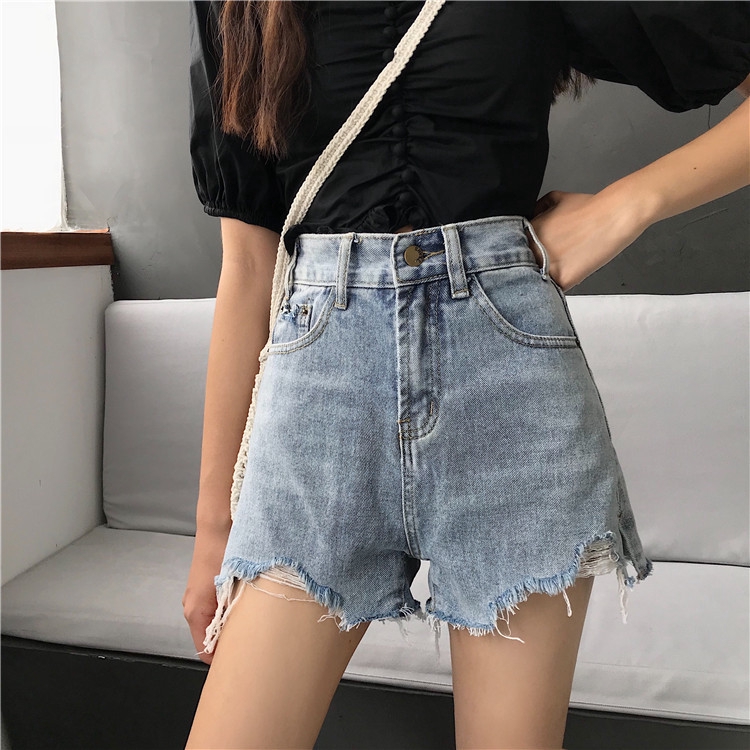 high leg denim shorts