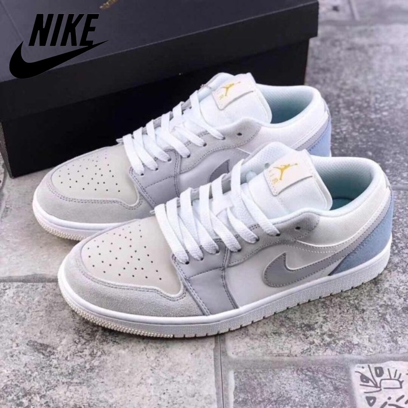 Nike1453 Aj1 Low Paris Paris Violet Light Blue Grey Korean Version Versatile Boys And Girls Low Top Board Shoes 554723 Shopee Malaysia