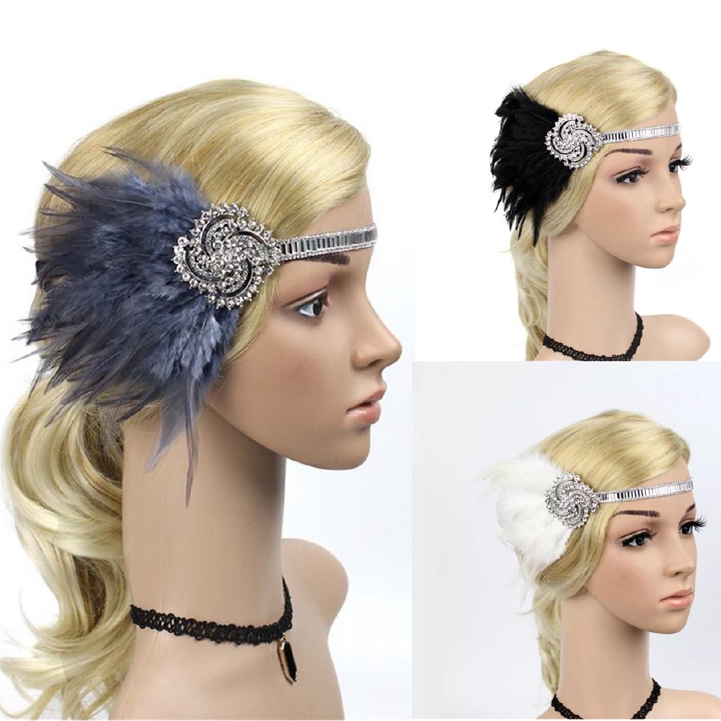 Vintage Feather Headpiece 1920s Headband Flapper Women Girl Party