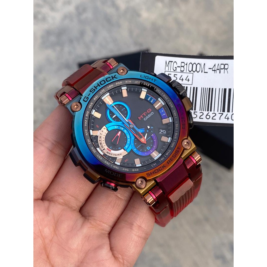 Original Casio G Shock Mtg B1000vl 4a Mtg Volcanic Lightning Bezel With A Rainbow Ion Plated Ip Finish Ready Stock Shopee Malaysia