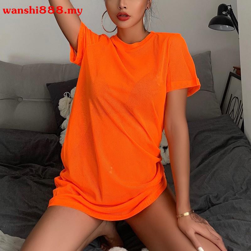 neon orange beach cover up