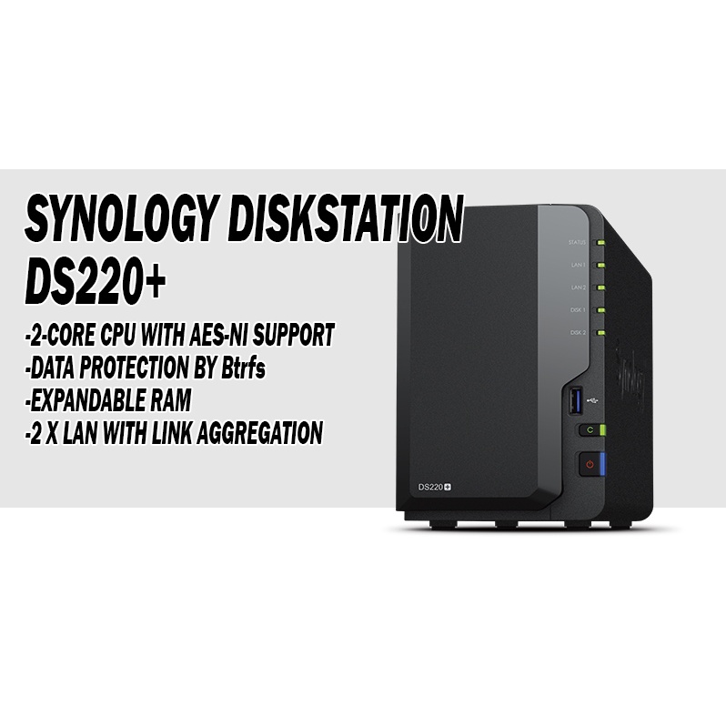 SYNOLOGY DISKSTATION DS220+ HIGH PERFORMANCE 2 BAY NAS ENCLOSURE Shopee Malaysia