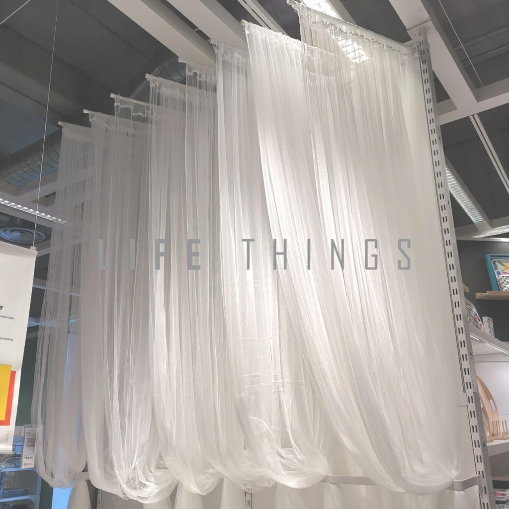 IKEA LILL Langsir jaring, White sheer net curtains, Sliding door curtains, Bilik curtain, Siap jahit, Langsir murah