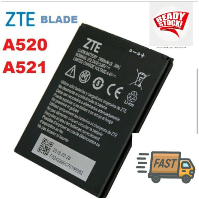 Battery ZTE BLADE A520 / A521 Li3824T44P4h716043 2400mah bateri