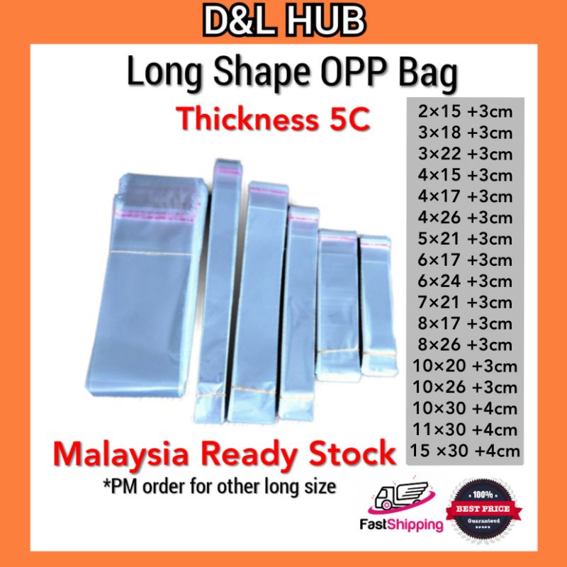 D L Hub Ready Stock Long Opp Bag 5c Plastik Beg Panjang Long Opp For Mask Extender 6 5 Inch Sudu Spoon 7 Fork Garfu