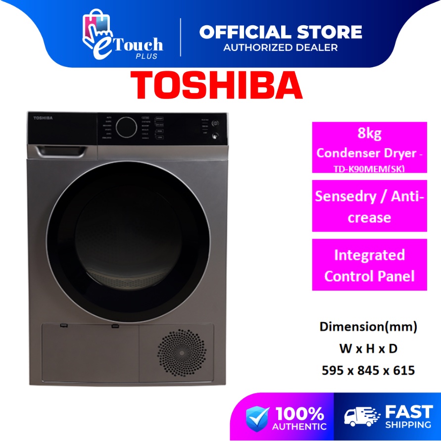 Toshiba Condenser Clothes Dryer Machine (8kg) TD-K90MEM(SK) 烘干机
