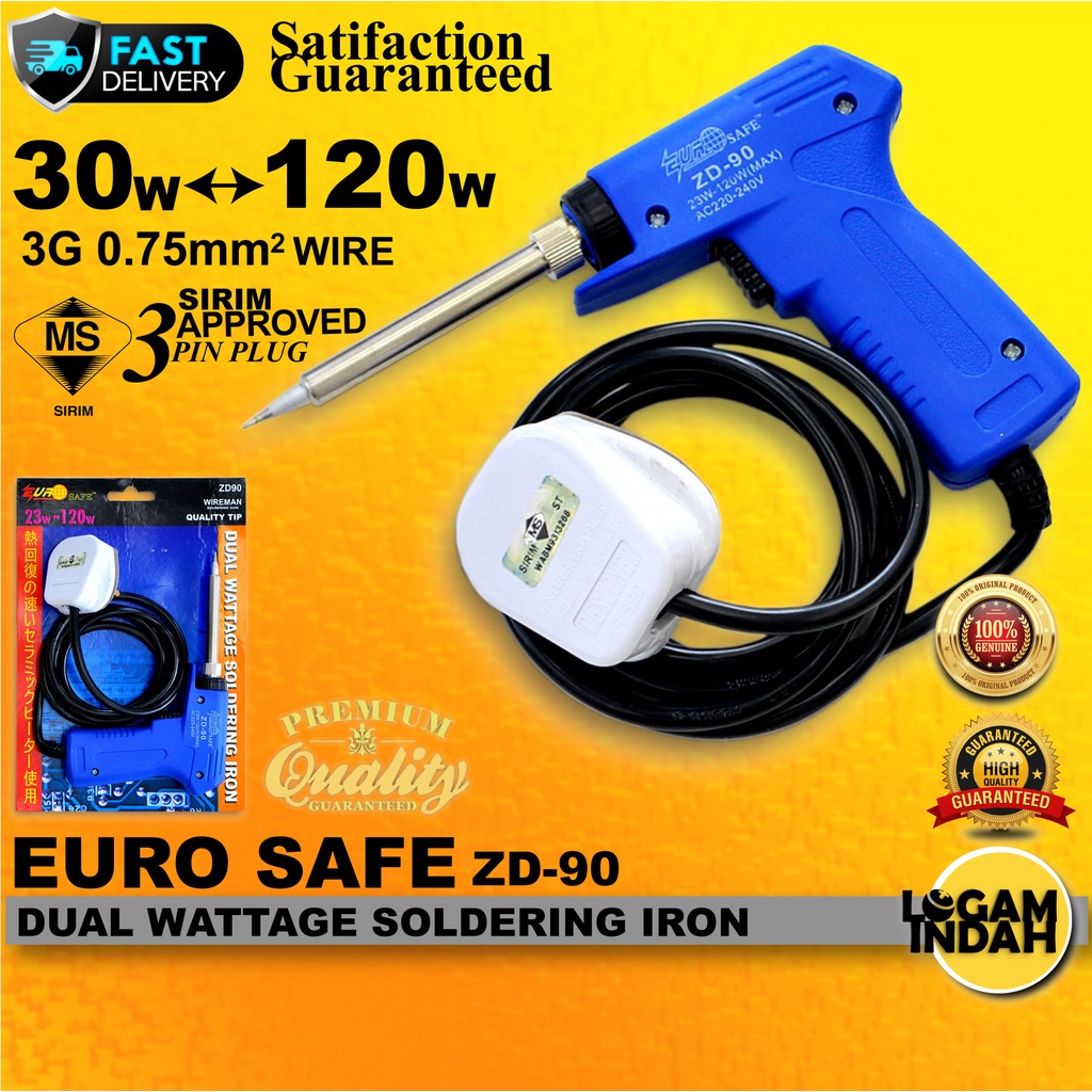 EURO-SAFE TWO WATTAGE SOLDERING IRON 30W -120W / SOLDERING GUN