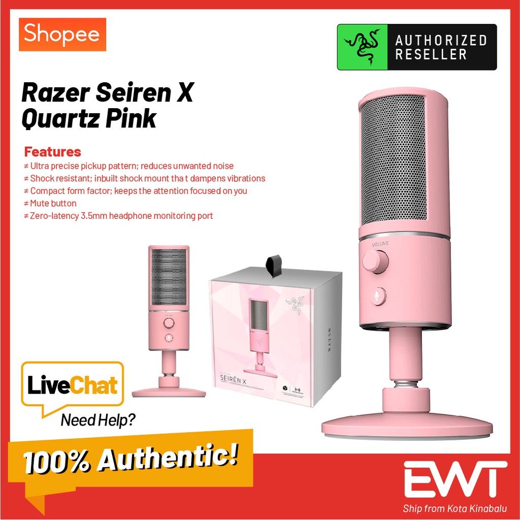 Razer Seiren X Condenser Streaming Microphone Quartz Edition 100 Original Shopee Malaysia