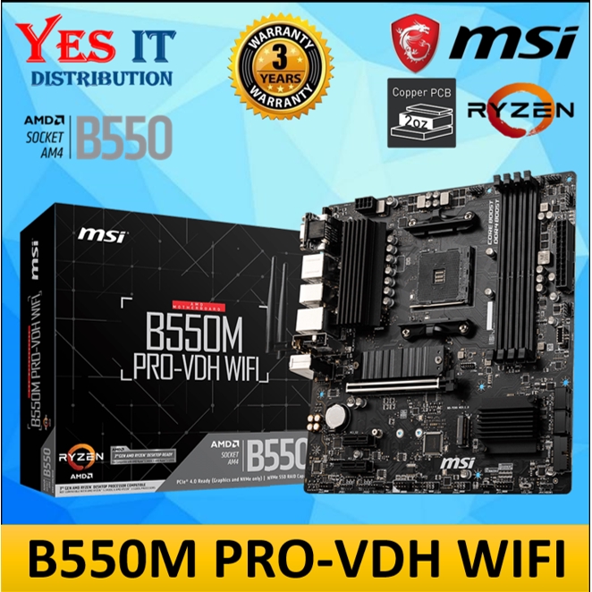 MSI B550M PROVDH WIFI AMD AM4 4 RAM SLOT MATX MOTHERBOARD + AMD RYZEN