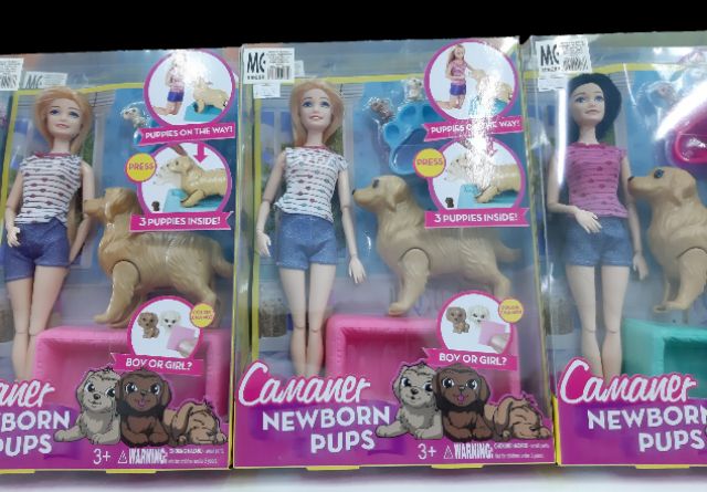 barbie with puppy that gives birth