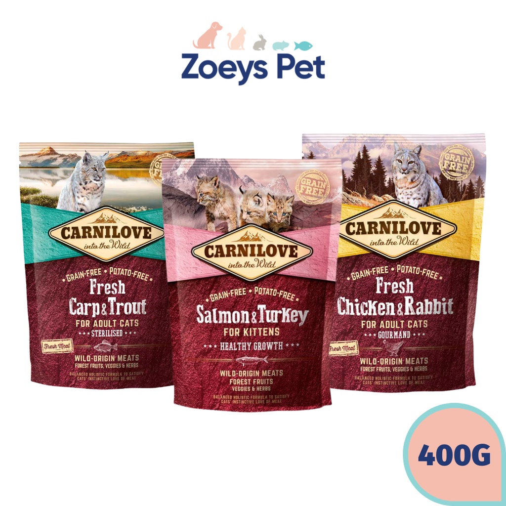 Carnilove Cat 400g Dry Cat Food (Chicken & Rabbit/Carp & Trout/Salmon