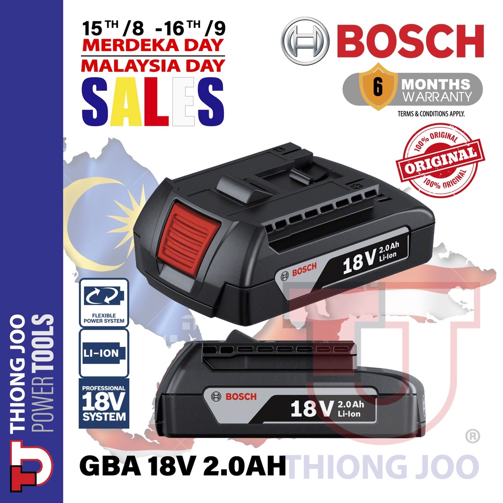 BOSCH GBA 18V 2.0Ah PROFESSIONAL LITHIUM ION BATTERY PACK | Shopee Malaysia