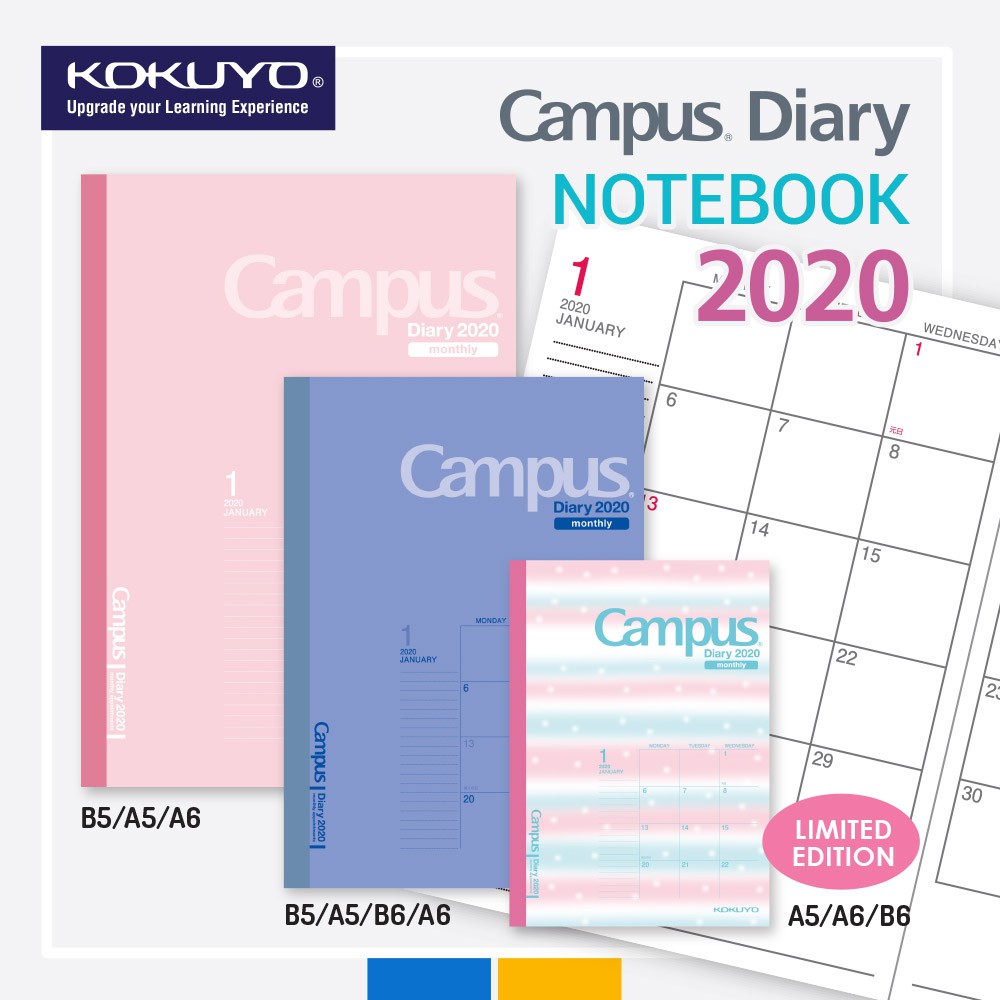Kokuyo Campus Monthy Schedule Diary 2020 B5 A5 B6 A6 Shopee