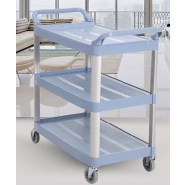 3Tier Food Delivery Trolley Plastic Dining Car Cart Restaurant Canteen Collecting Food Plate Car