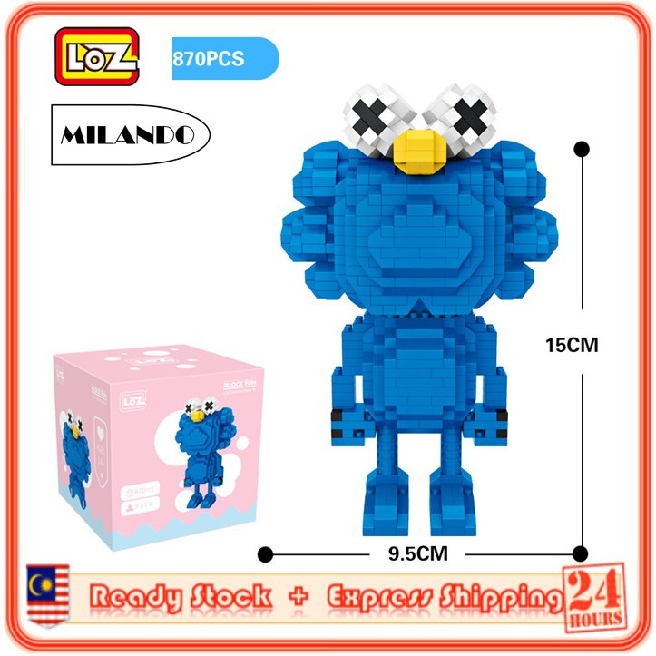 (870 Pcs) LOZ BRICK Kaws Blue Building Block Creative Kids Puzzle Building Block Toys (LOZ 9219)