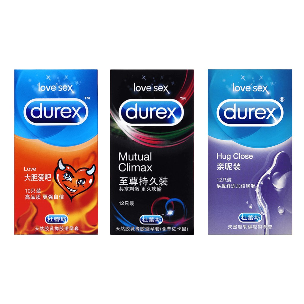 Durex Love 10s Durex Mutual Climax 12s Durex Hug Close 12s Condom