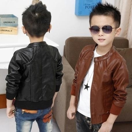 Boys Winter&winter Coats Faux Leather Jackets Children Fashion Outerwear