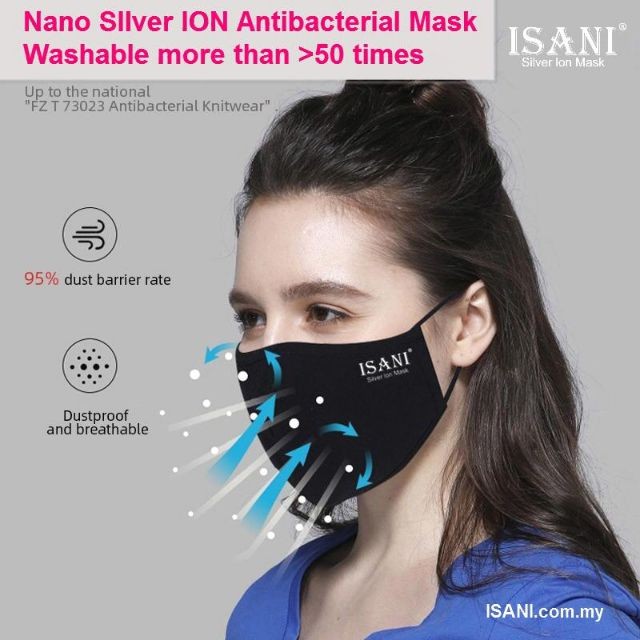 Face Mask ISANI Nano Silver ION Antibacterial Smart Fabric Face Mask ...