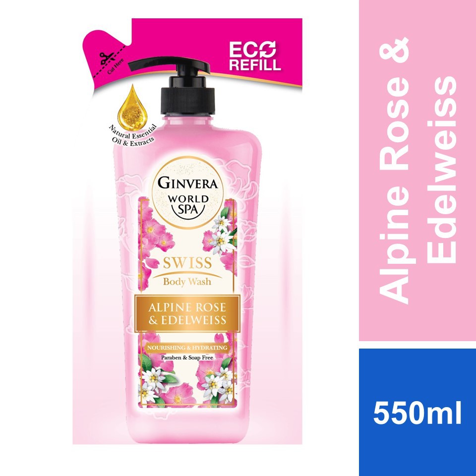 Ginvera World Spa Body Wash Alpine Rose & Edelweiss Refill 550ml