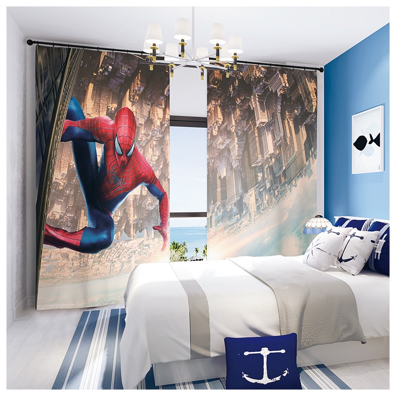 Curtain Boy Bedroom Shade Cartoon Ins Wind Iron Man Spiderman Window Curtain