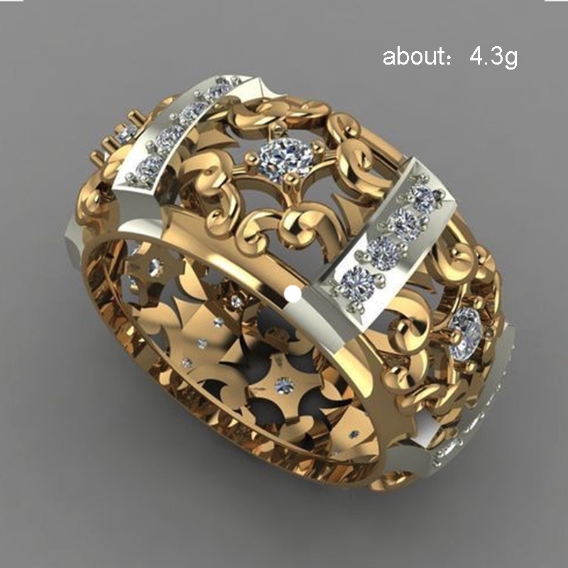 Anello vintage a fiore con zircone in oro antico intagliato_voghion.com