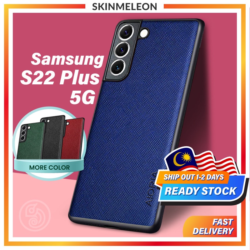 SKINMELEON Samsung S22 PLUS Case 5G Elegant Cross Pattern PU Leather TPU Camera Protection Cover Phone Cases