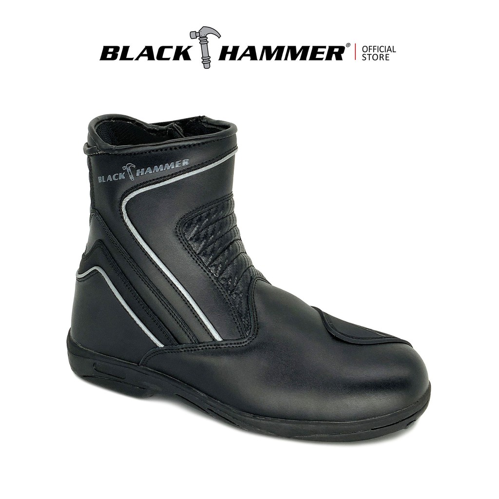 Black Hammer Men Motor Boots Mid Cut with Single Zip BHB6001 Shopee