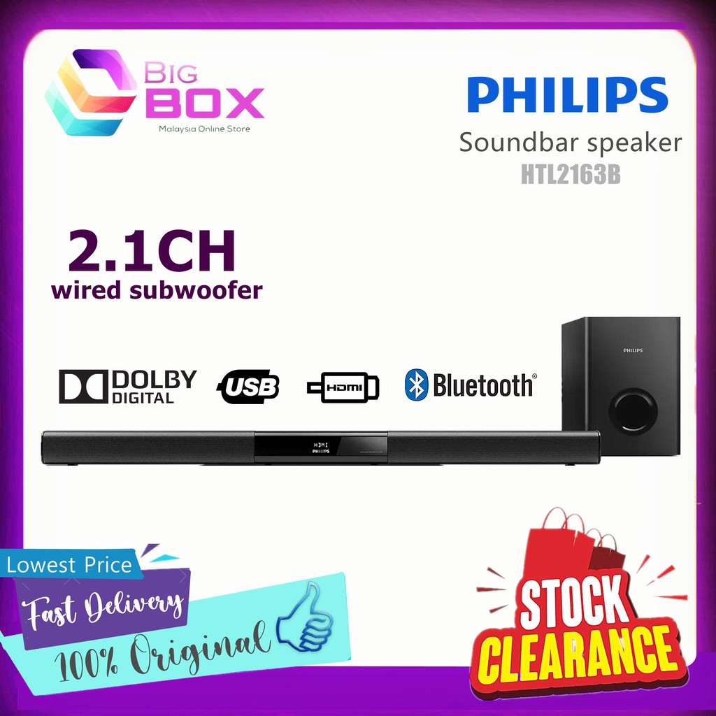 In particular Awareness Ru 💥Clearance Stock💥 Philips 2.1CH Soundbar speaker HTL2163B | Shopee  Malaysia