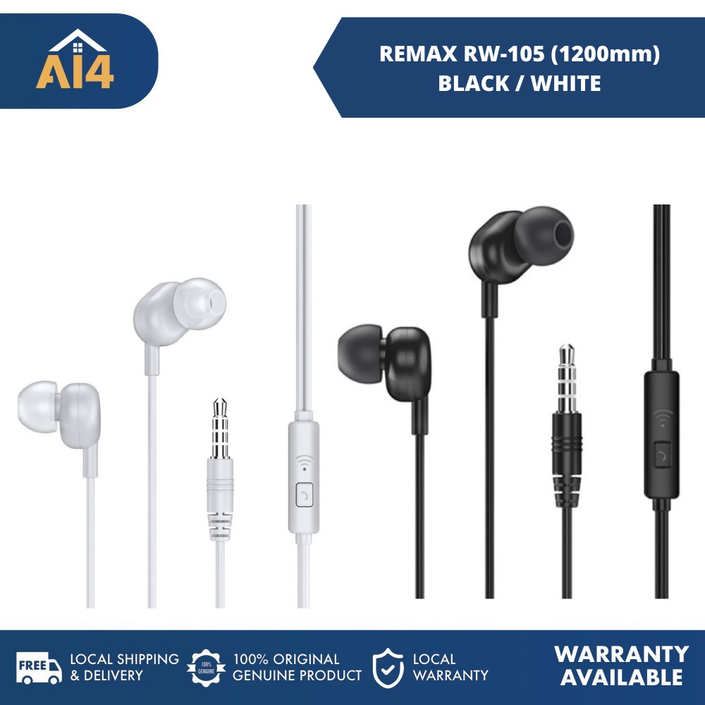 Remax RW105 Wired Headset Inear High Definition Audio Music Call