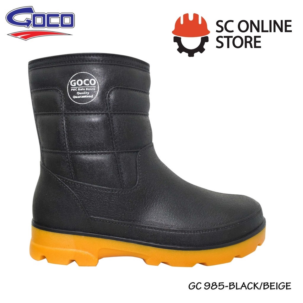 Goco 985 Men's Rubber Water Black Boots Kasut Kerja